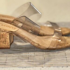 SCHUTZ Clear Cork Sandals